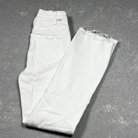 Mother Jeans The Hustle Ankle Fray Cut Off Hem White Stretch Women’s Size 24 - Picture 1 of 16